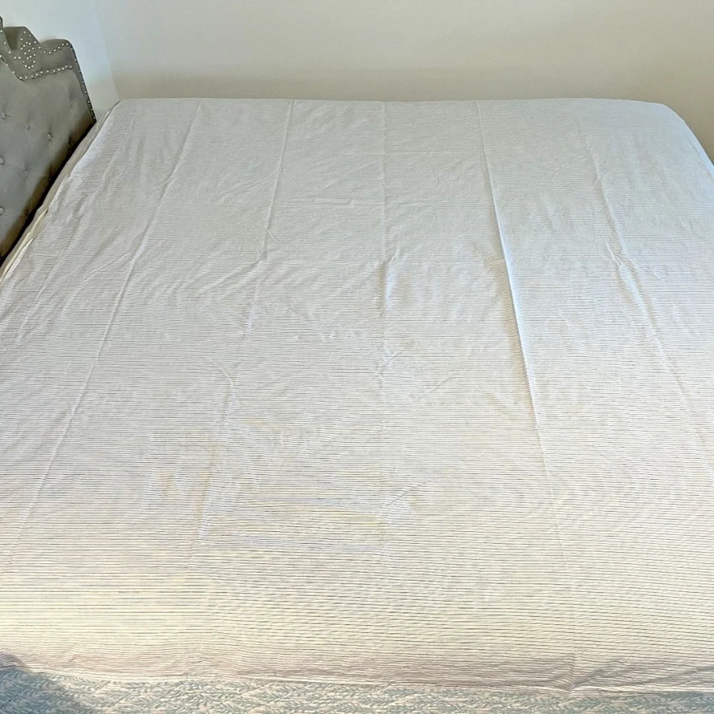 Lauren Ralph Lauren 100% Cotton Black Blue Striped Queen Size Flat Sheet